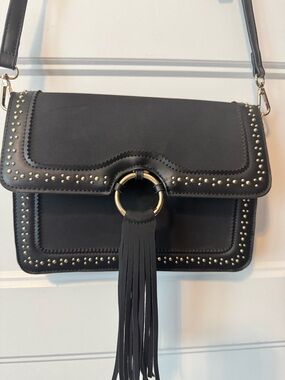 Mellow World Black Studded Crossbody Bag Tassel Boho Western Festival